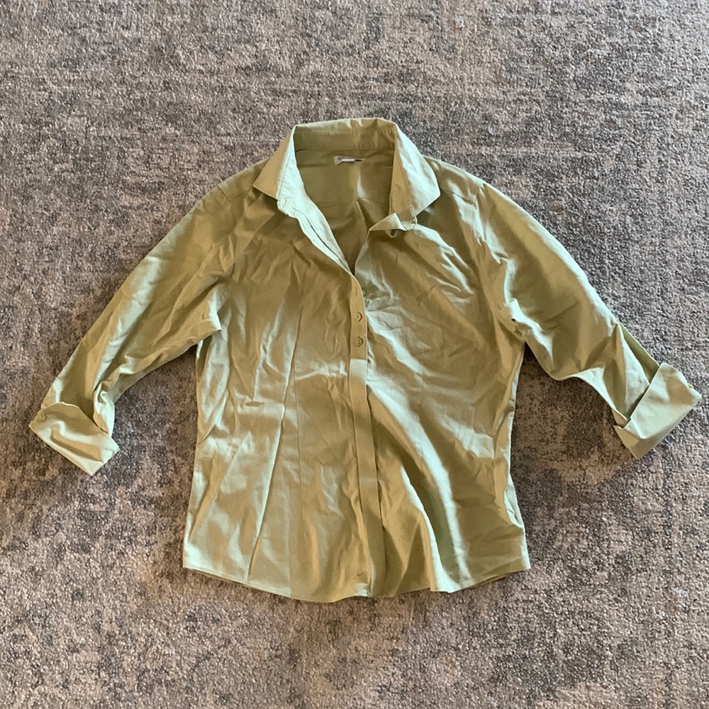 Green button up blouse